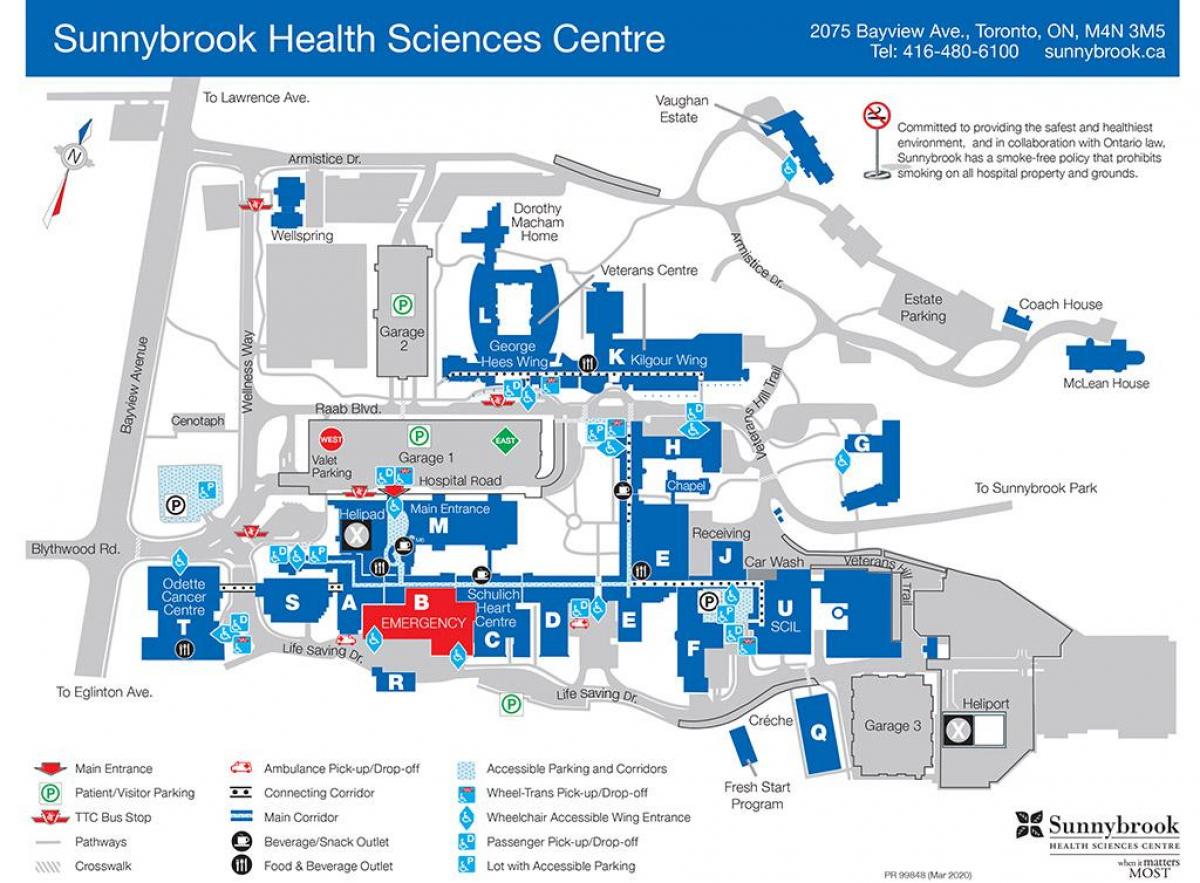 carte de l'hôpital Sunnybrook de Toronto