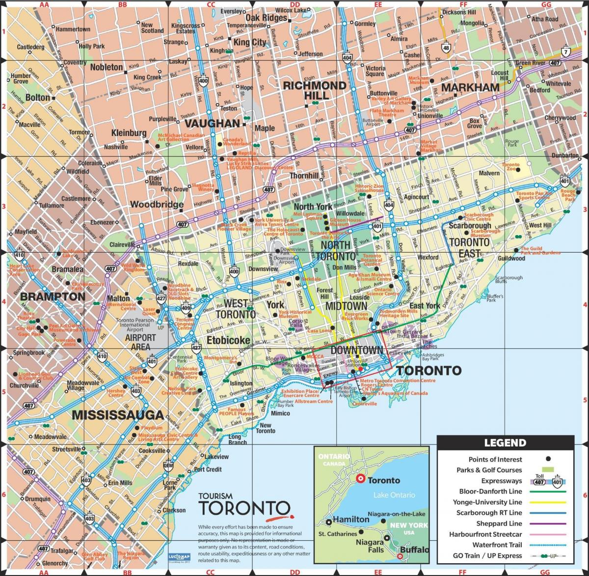 La carte de Toronto, Toronto, carte de la ville (le Canada)