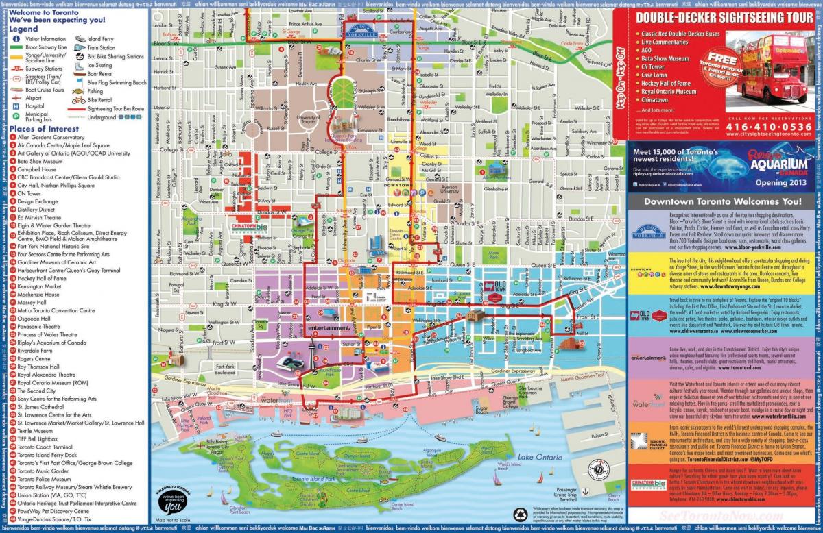 la carte de Toronto hop on hop-off tour en bus