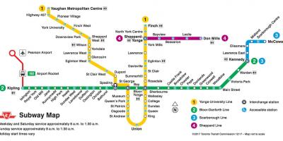 Carte de la ligne du métro de Toronto