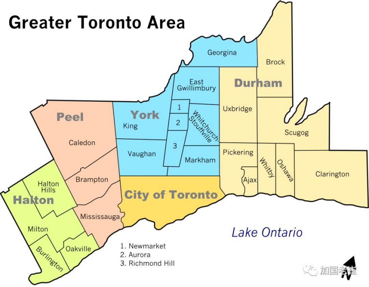 Carte de la région de Toronto