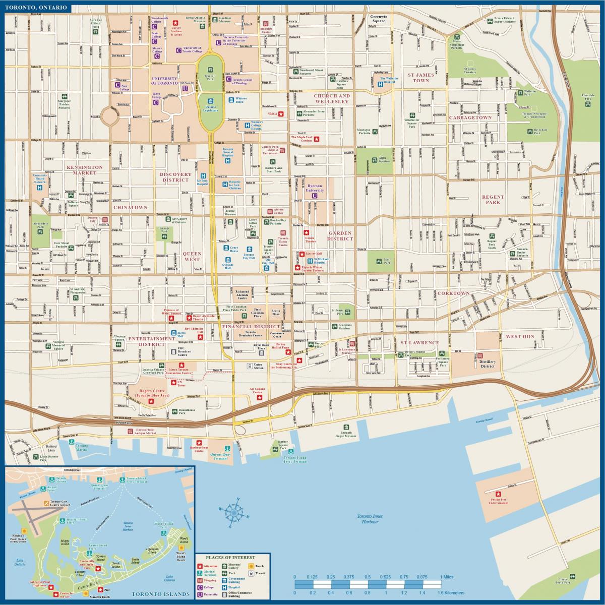le centre-ville de Toronto carte