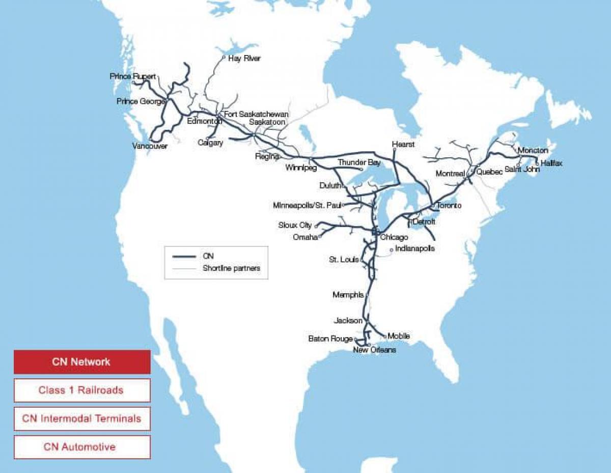 Cn plan - Cn carte du réseau (Canada)