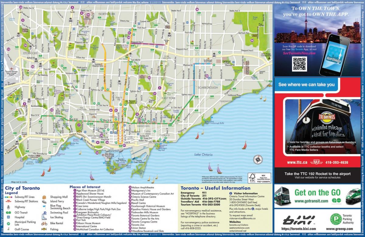 la carte touristique de Toronto