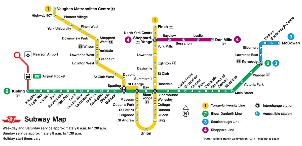 Carte de la ligne du métro de Toronto