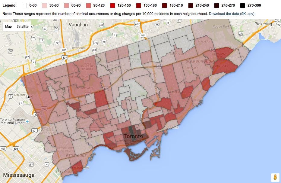 carte de la criminalité Toronto
